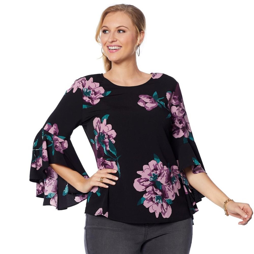 DG2 by Diane Gilman Floral-Print Cascade Tunic